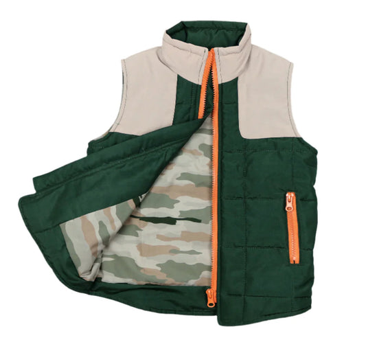 Green/Khaki Classic Camo Vest-Blue Quail