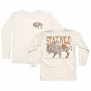Stay Wild LS Tee in Natural by Tiny Whales, long-sleeve crew neck tee
