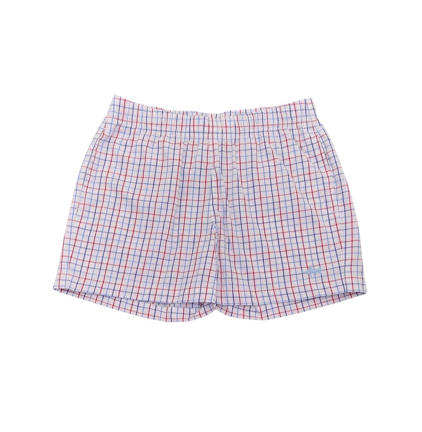 Naples Short Patriotic Plaid by Saltwater Boys with signature marlin embroidery