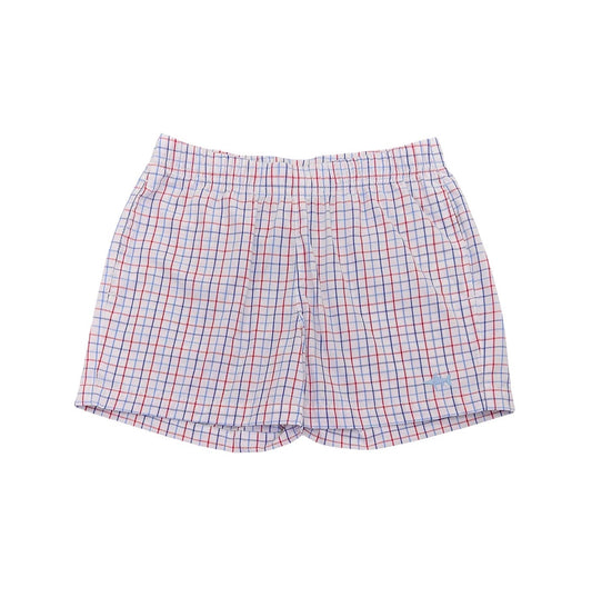 Naples Short Patriotic Plaid by Saltwater Boys with signature marlin embroidery
