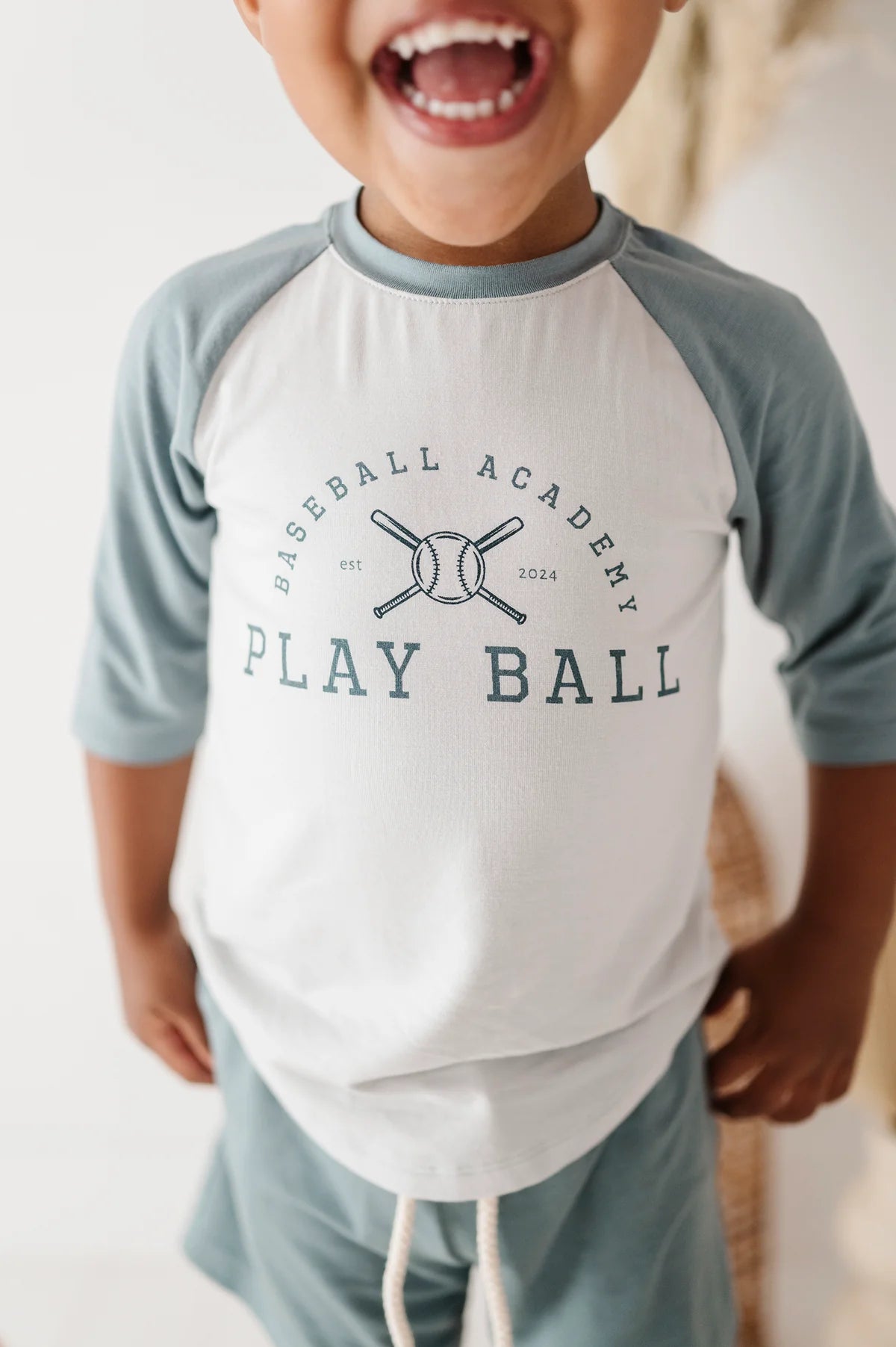 3/4 sleeve baseball tee in soft bamboo jersey by Baby Sprouts, available in relaxed fit