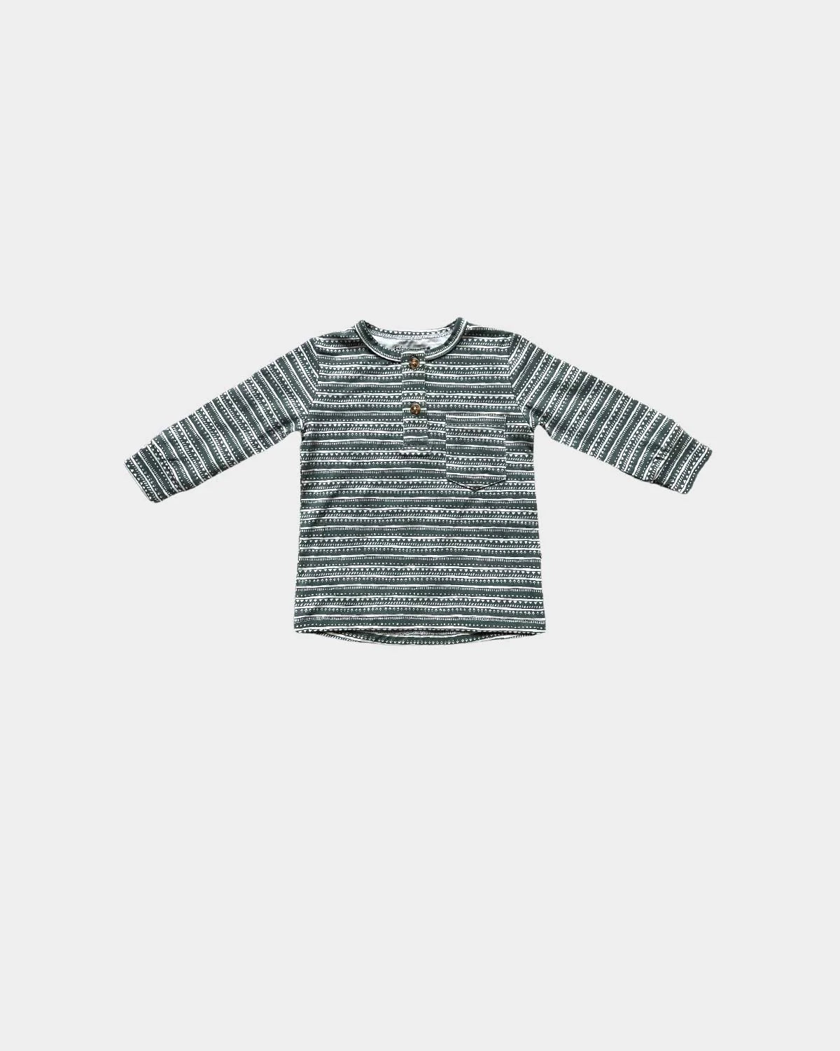 Pine bamboo henley shirt for boys from Baby Sprouts, displayed flat lay