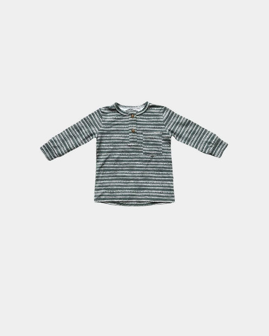 Pine bamboo henley shirt for boys from Baby Sprouts, displayed flat lay