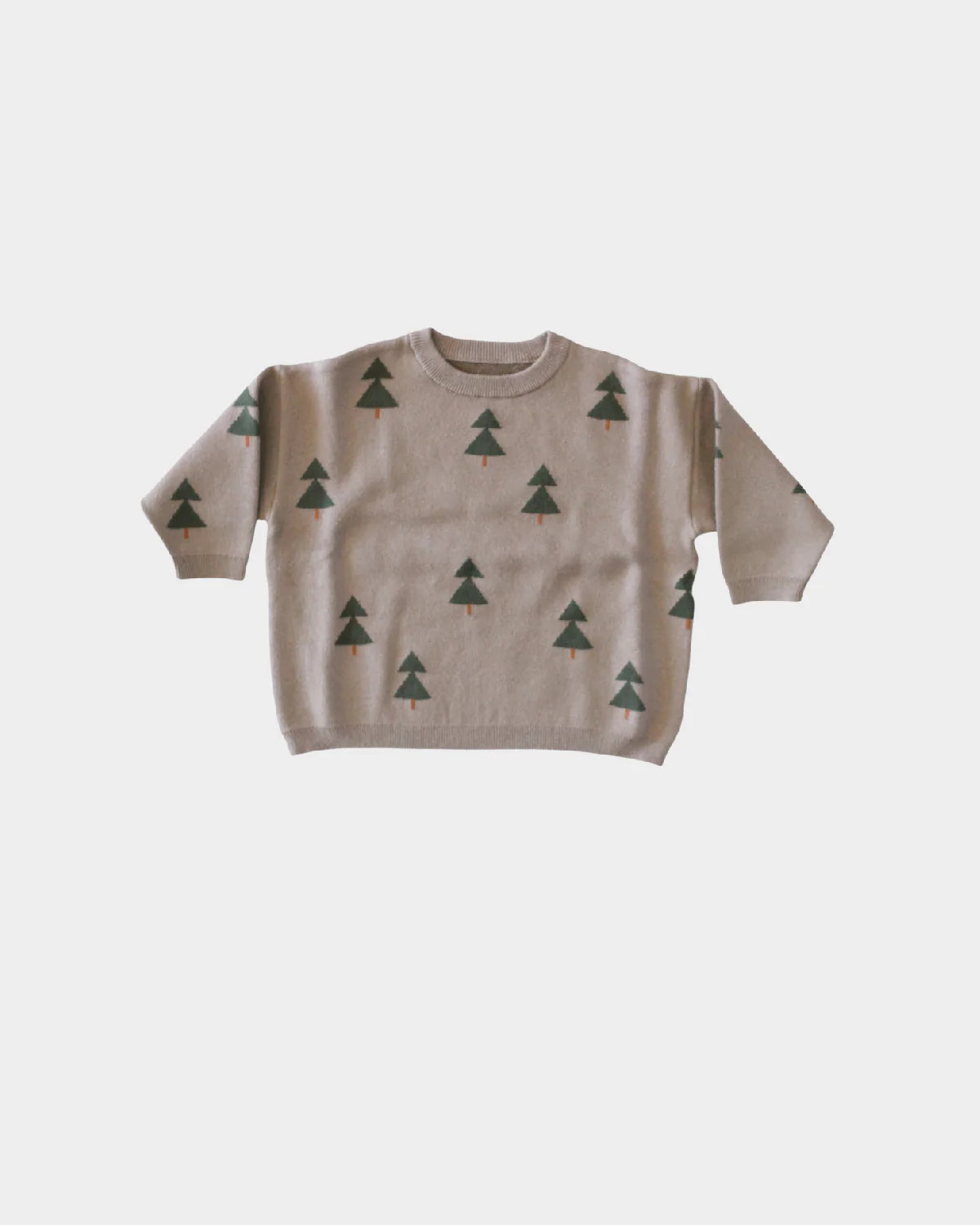 Baby Sprouts chunky knit Trees Sweater in neutral tone, oversized drop-shoulder fit