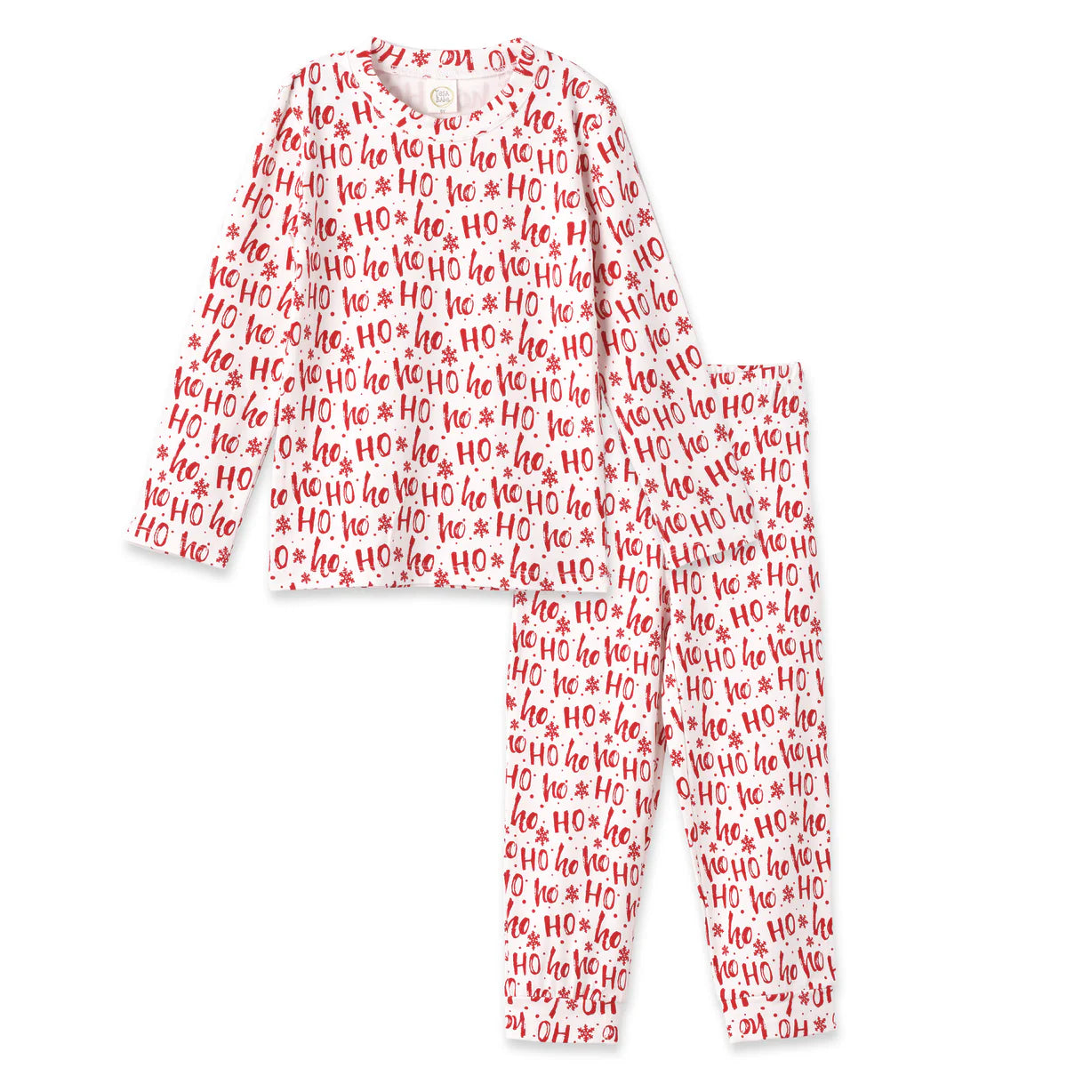 Tesa Babe 'Ho Ho Ho' two piece bamboo-cotton pajama set in warm holiday neutral tone