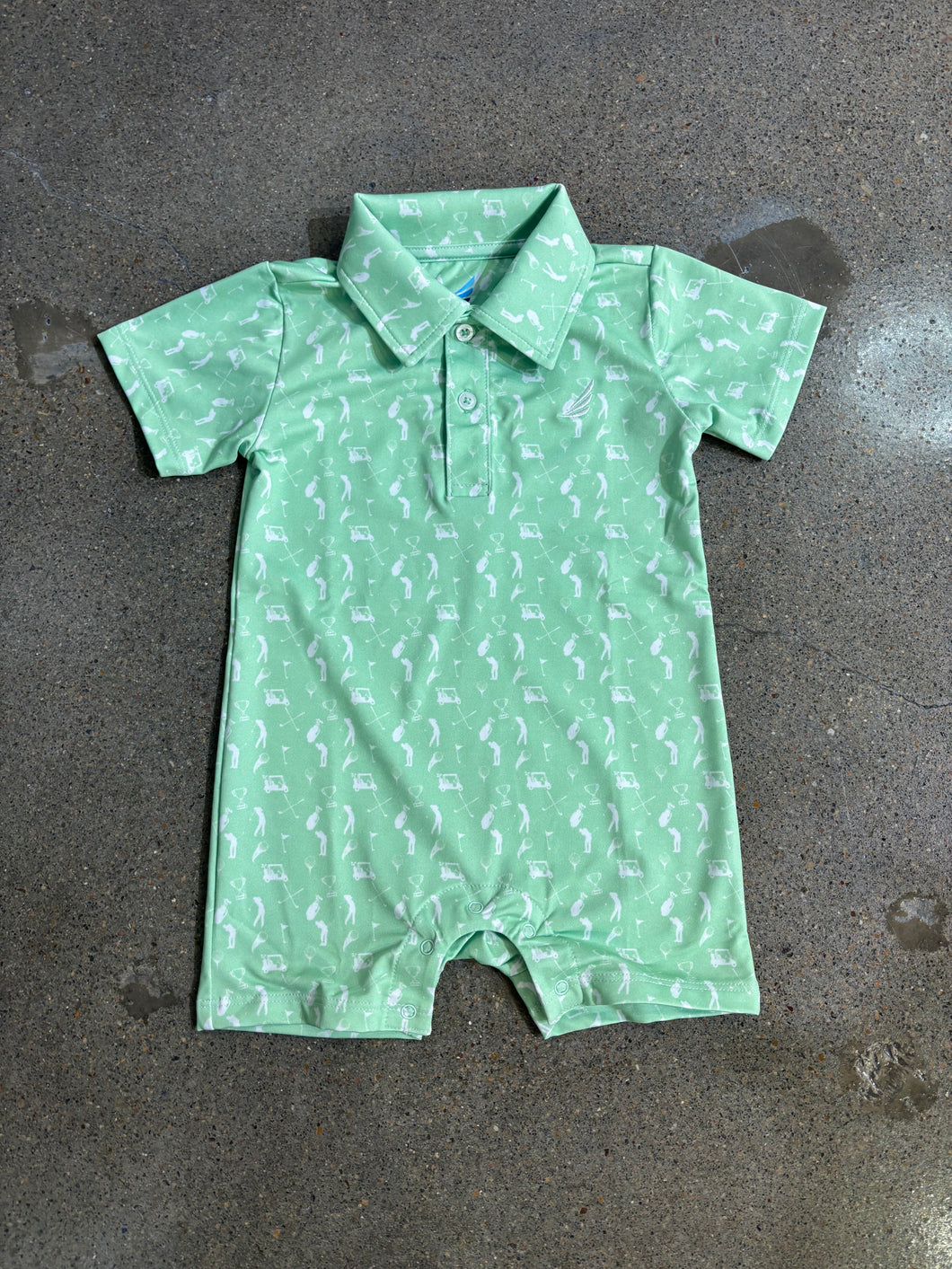 Banksy Romper-Light Green w/golfers