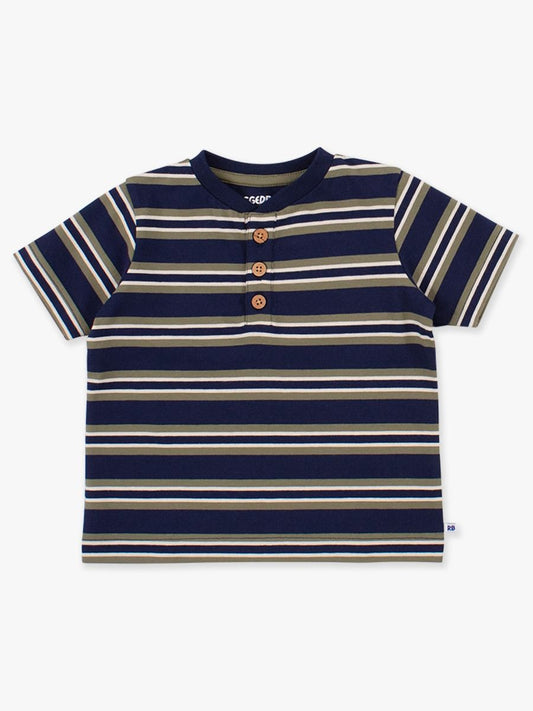 SS Henley-Dark Navy & Olive Stripe-Rugged Butts