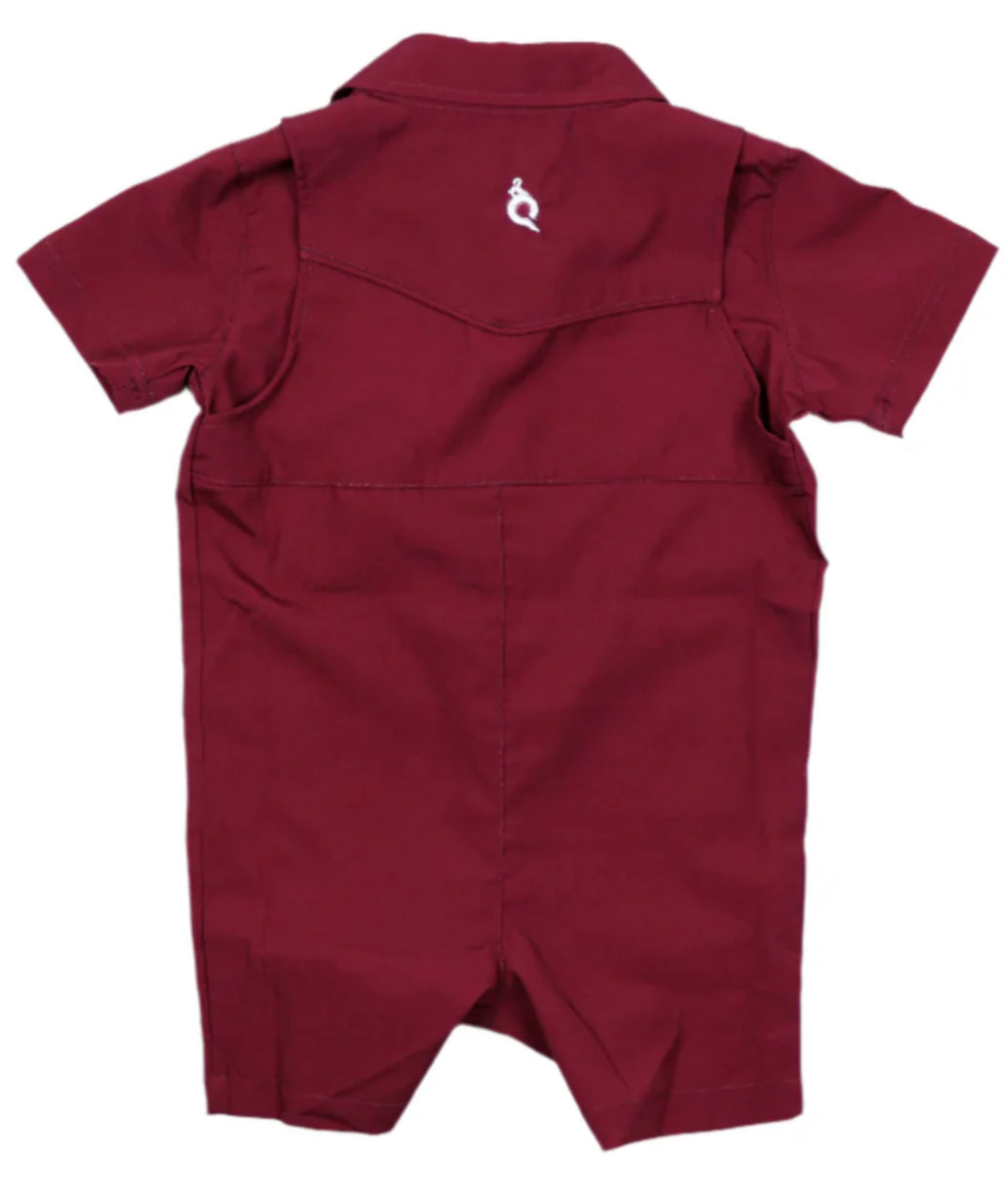 Gameday Pearl Snap Romper-Blue Quail