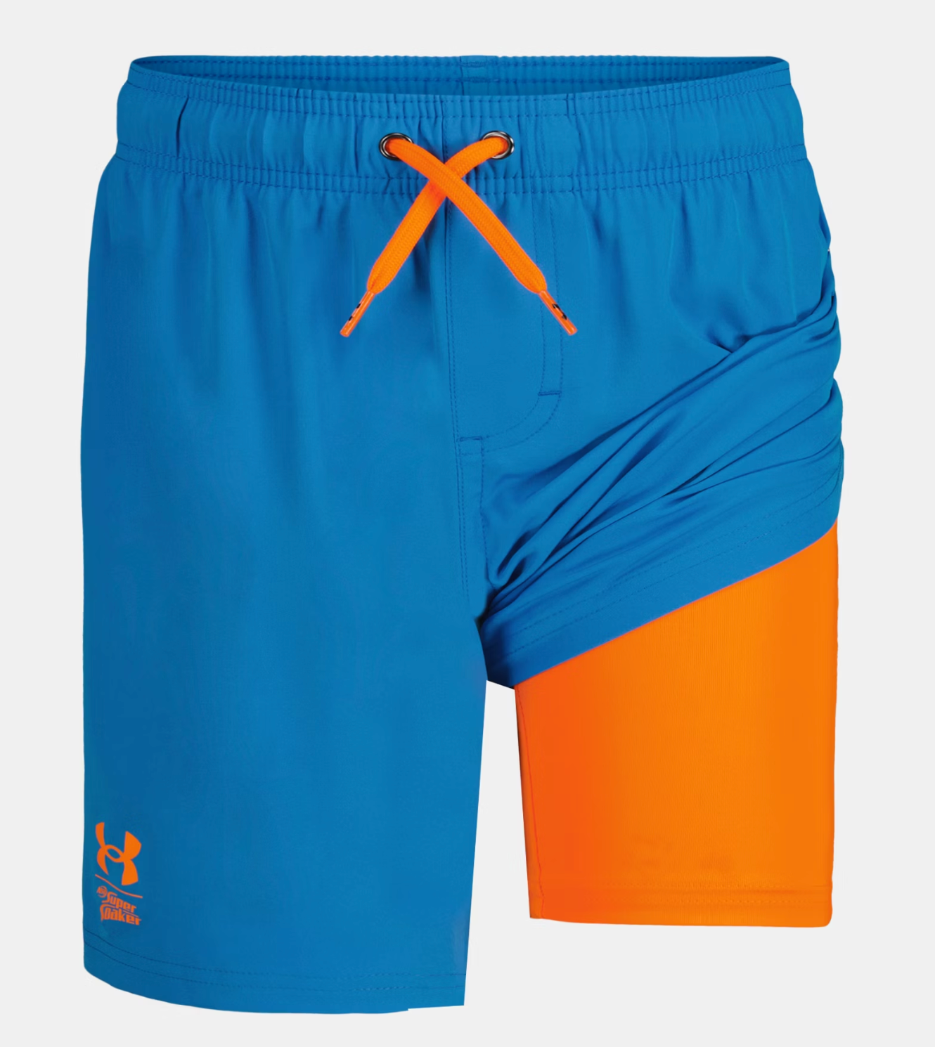 Under Armour Boys Compression Volley Shorts in Electric Blue with water-resistant fabric and UPF 50+ protection