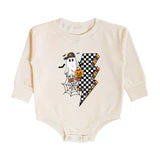 Ghost Checkered Bolt LS Romper,Natural-Sweet Wink