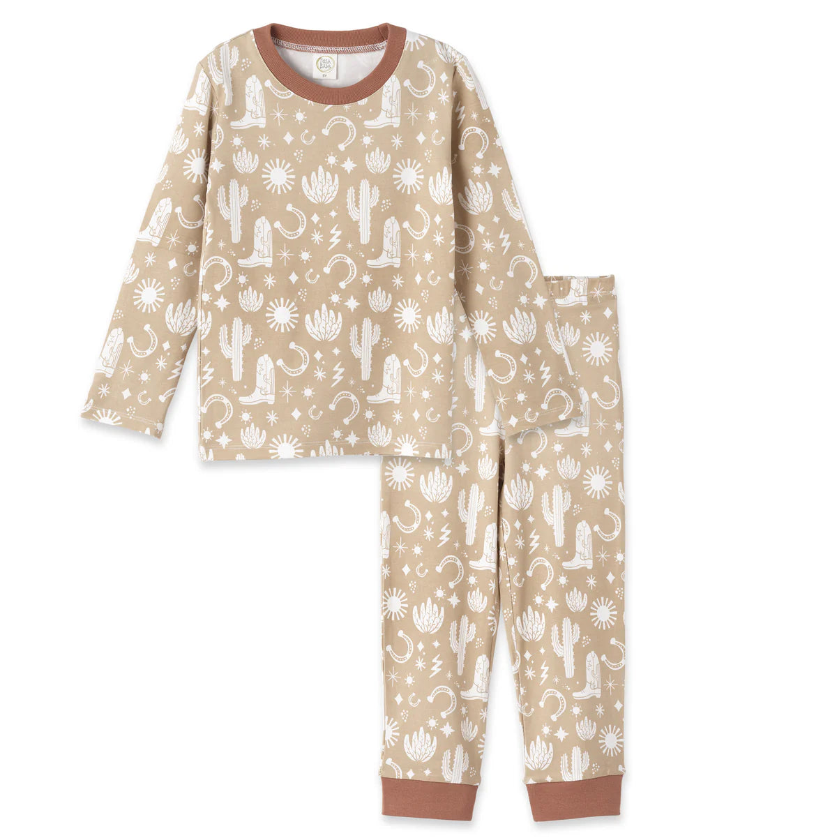 Wild West 2 pc Pajama Set in Beige by Tesa Babe, refined children's sleepwear