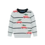 Christmas Tree Truck Striped Sweater