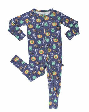 RV Victor Poppy convertible romper in bamboo by Lev Baby, double zipper closure, refined neutral design