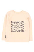 Grey long-sleeve tee with centre-front typography, Cotton Elastane blend
