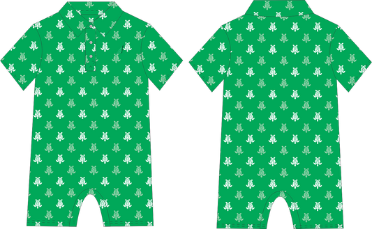 Banksy Romper-Dark Green w/turtles