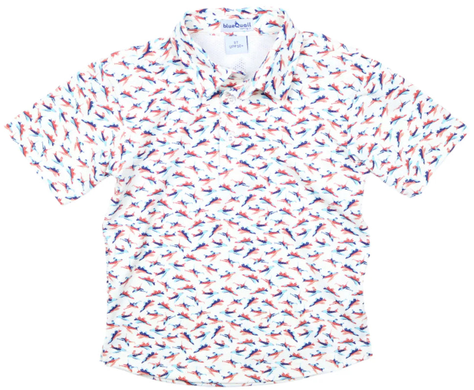 Jets Polo SS Shirt-Blue Quail