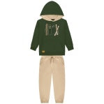 Milon Ski-Jungle Green two-piece hoodie sweatsuit with coordinating pants