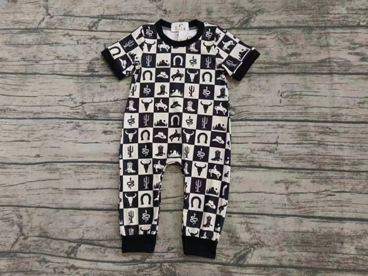 Western Checkerboard Button Up & Romper-TwoCan/Wellington