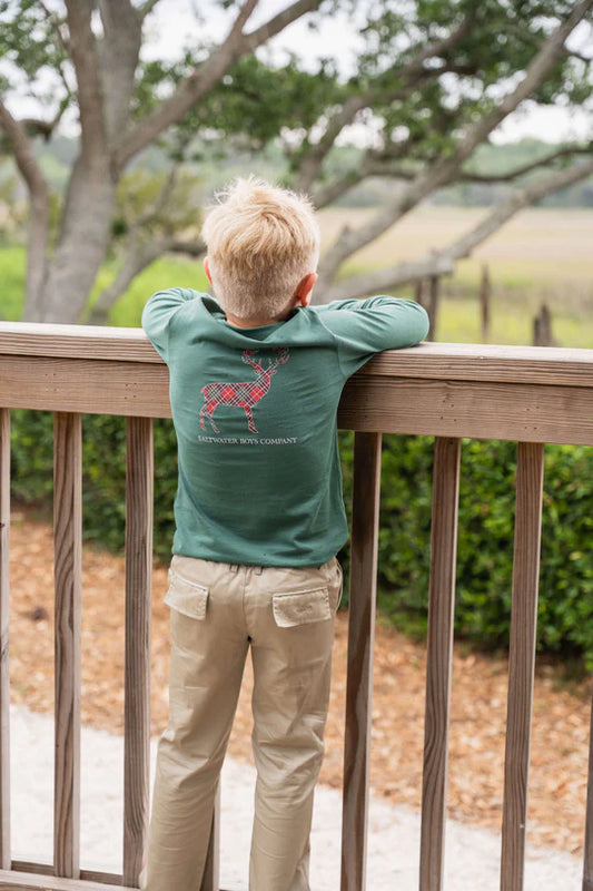 Boys plaid deer graphic pocket tee in soft Peruvian cotton by Saltwater Boys