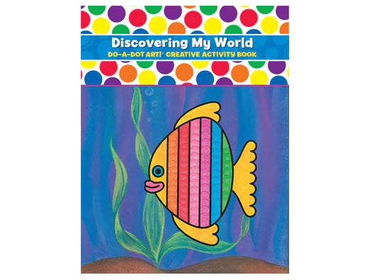 Do A Dot Discovering My World coloring book cover featuring illustrated animals and nature scenes