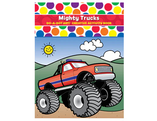 Mighty Trucks Do-A-Dot coloring book cover featuring illustration of construction vehicles