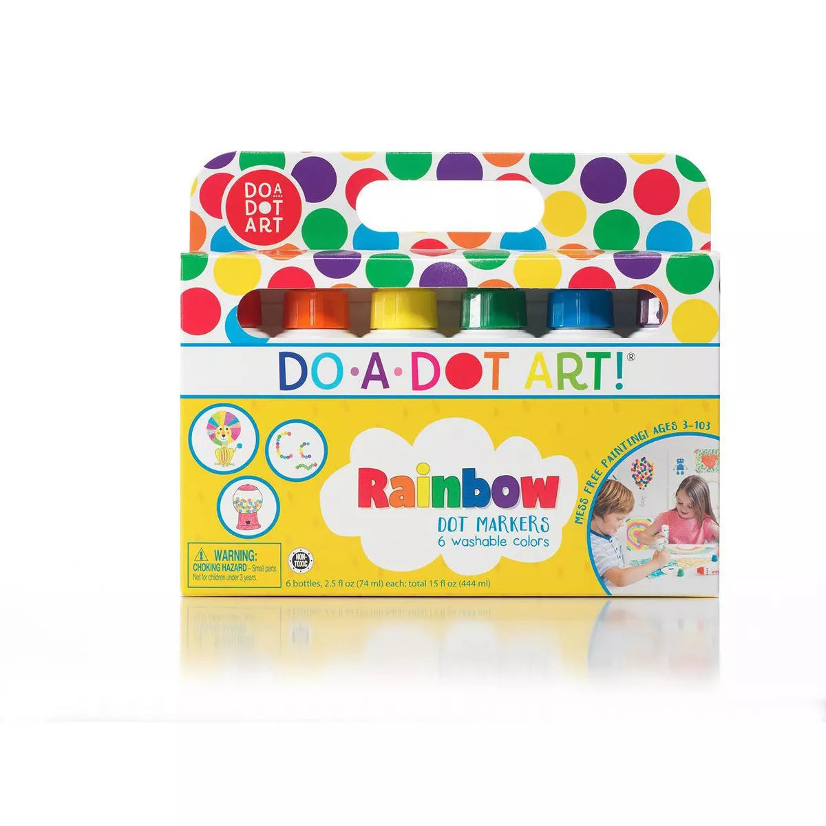Do-A-Dot six-pack rainbow dot markers in stackable, ergonomic design