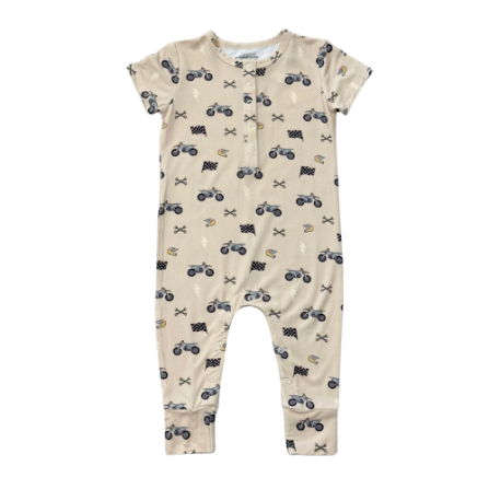Baby Sprouts SS Henley Romper in refined, understated design