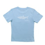 Light blue short-sleeve graphic tee with shark design by Saltwater Boys