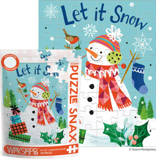 Let it Snow 48-piece puzzle by Werkshoppe featuring winter-inspired artwork