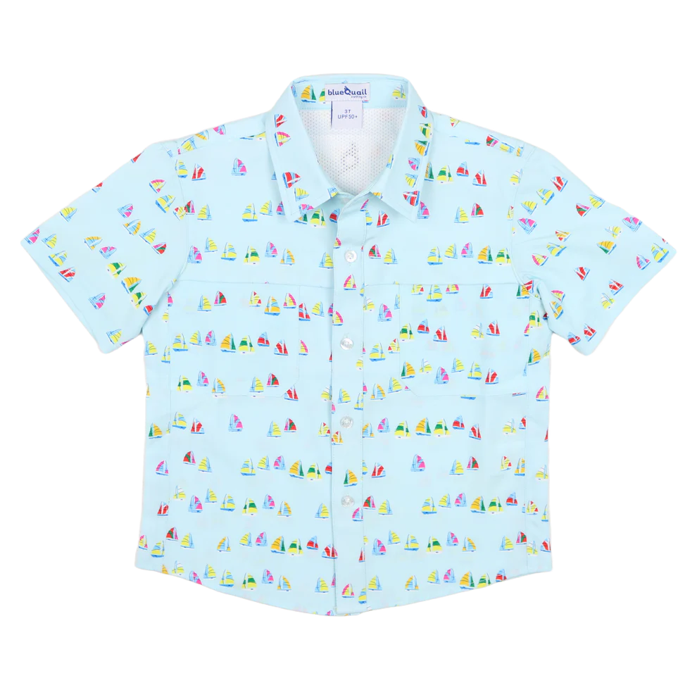 Boat Race SS Shirt-Blue Quail