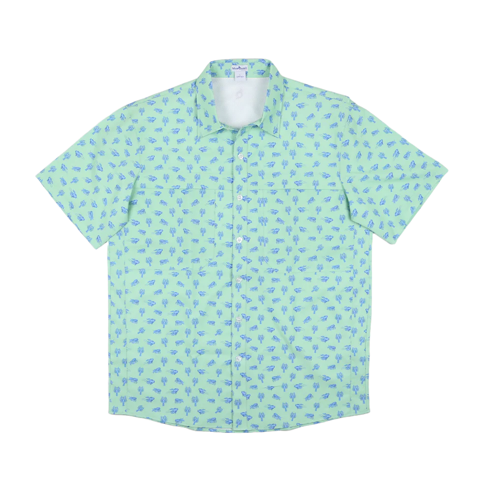 Blue Quail Men's Mudbugs Polo short-sleeved shirt with UPF 50+ protection and mesh venting detail