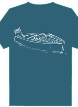 Navy blue t-shirt with wooden boat design by Mustard & Ketchup Kids