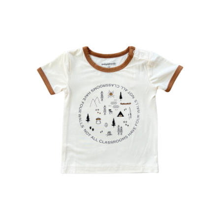 Not All Classrooms Have Four Walls Tee by Baby Sprouts, cream colored with subtle messaging