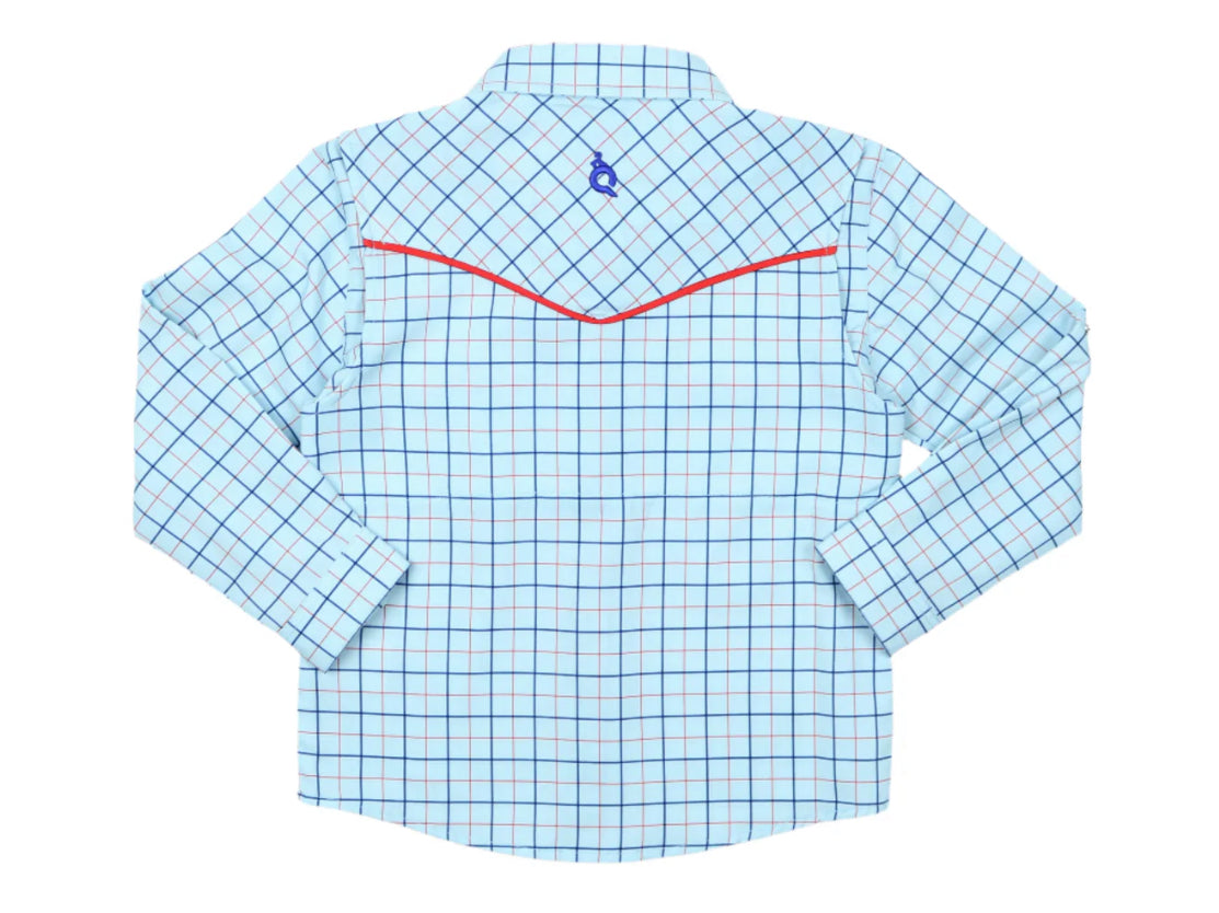 Tattersall Pearl Snap LS Shirt-Blue Quail