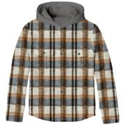 Black and natural hooded flannel shirt by Tiny Whales, featuring refined construction and sophisticated colorway
