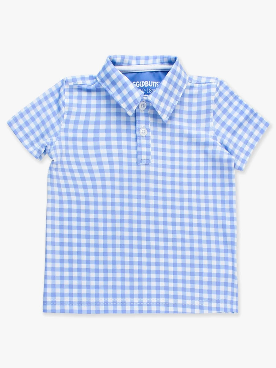 Rugged Butts Performance Polo - Periwinkle Blue Gingham