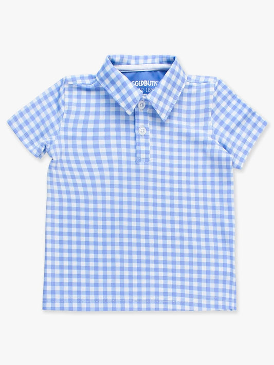 Rugged Butts Performance Polo - Periwinkle Blue Gingham