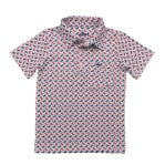 Inshore SS Performance Polo in crab print by Saltwater Boys—refined short-sleeve polo for boys