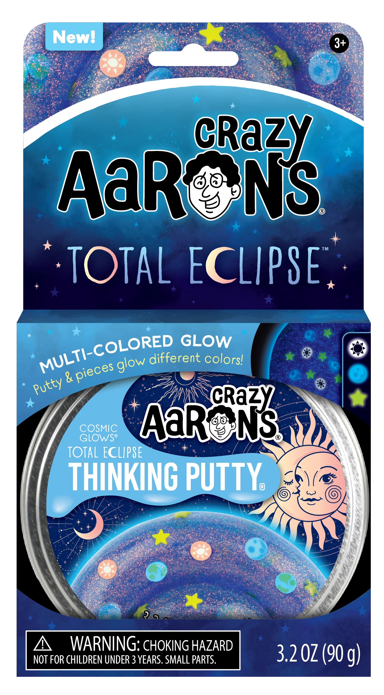 Total Eclipse Thinking Putty by Crazy Aaron's with multi-colored glow-in-the-dark pieces