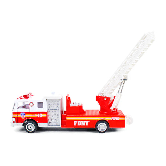 Daron FDNY fire truck toy with extendable rotating ladder and pullback release mechanism