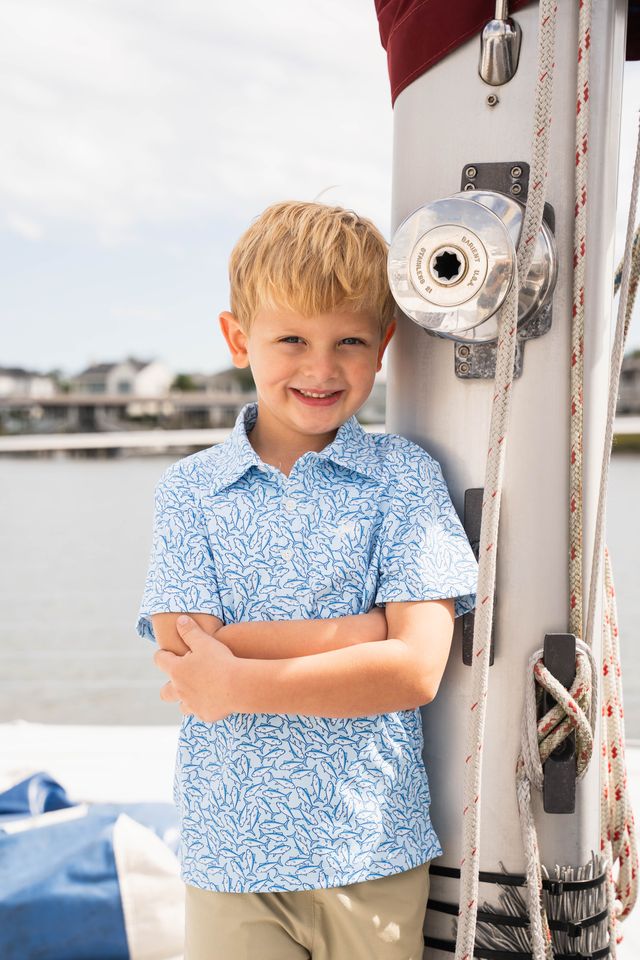 Inshore short sleeve performance polo in soft poly/lycra blend by Saltwater Boys