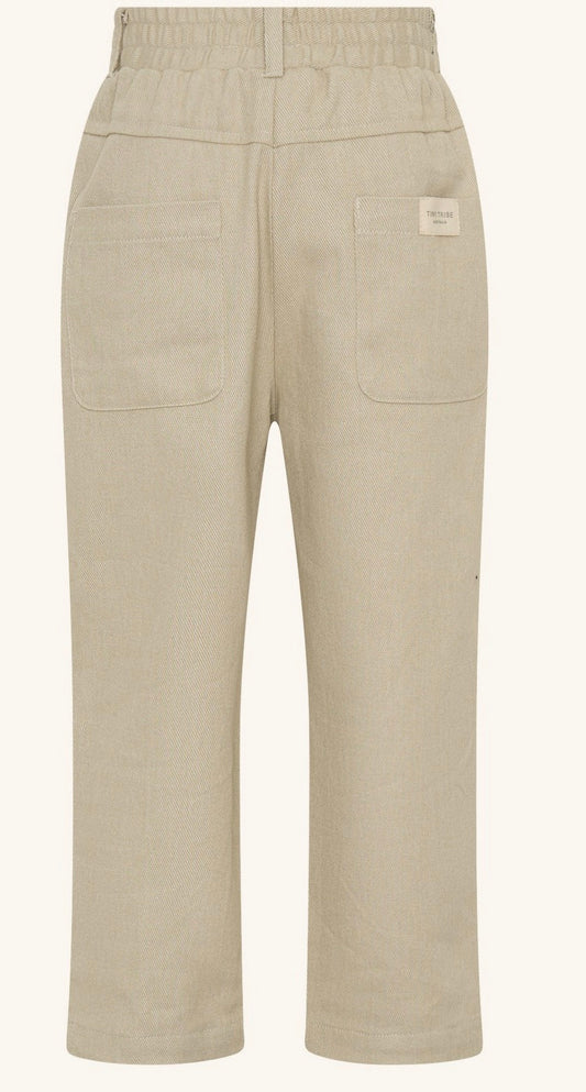 Relaxed Cotton Twill Pants - Cream/Khaki