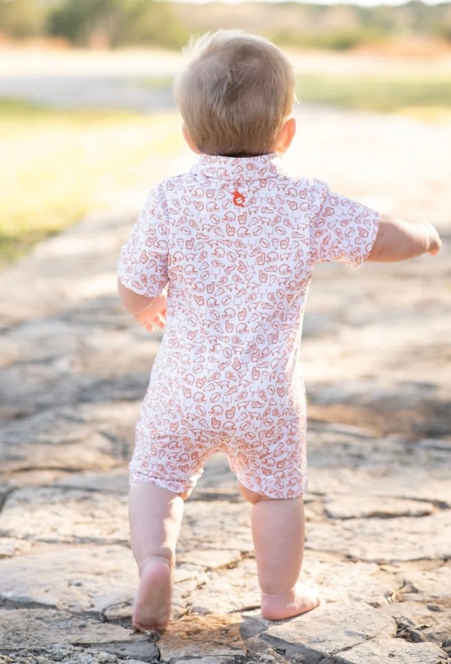 Kickoff Burnt Orange Polo SS Romper