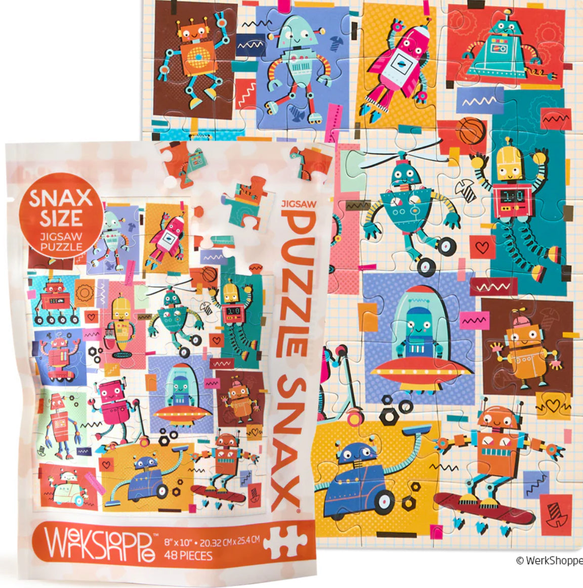 Robots 48-Piece Puzzle Snax by Werkshoppe—quality puzzle featuring clean, sophisticated design