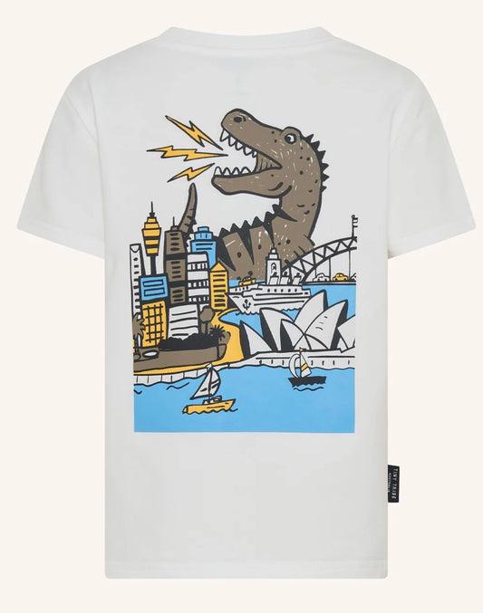 Dino in the City SS Tee-White