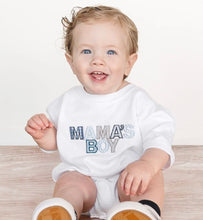 Load image into Gallery viewer, Mama’s Boy Patchwork Short Sleeve Romper
