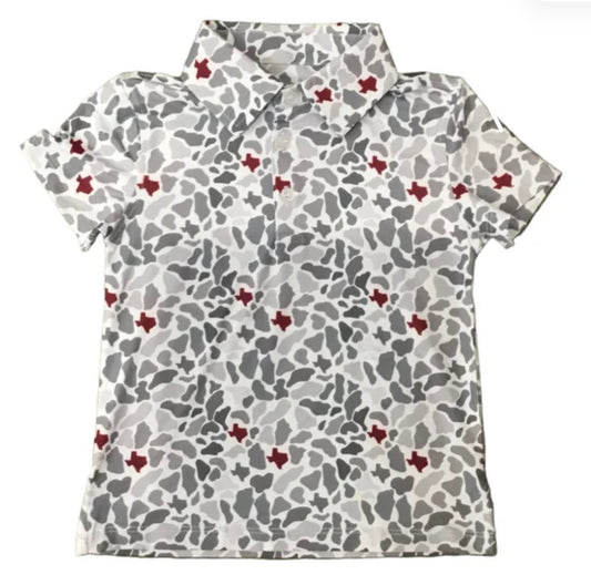 TX Camo Maroon Polo