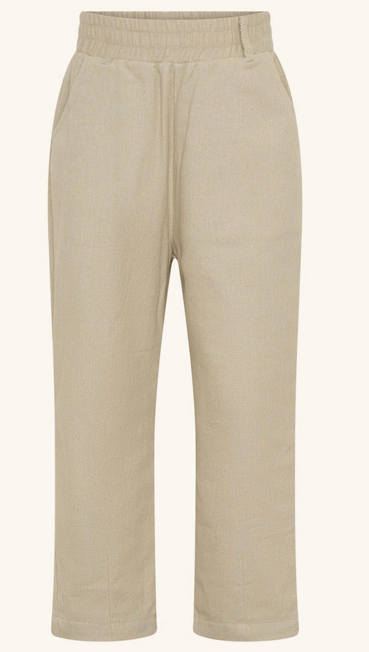 Relaxed Cotton Twill Pants - Cream/Khaki