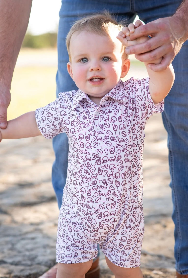 Kickoff Maroon Polo SS Romper