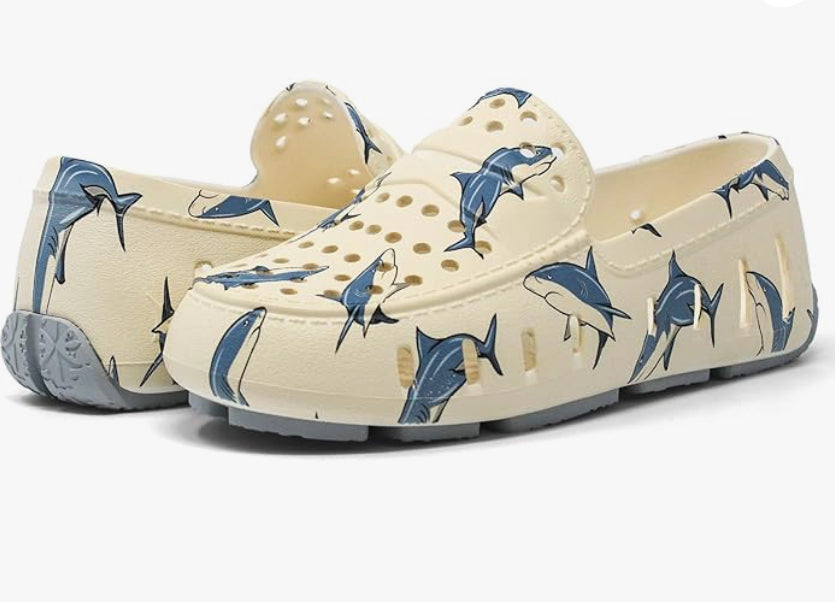 Floafers Prodigy Shark waterproof kids' shoes in gray with ventilation holes and supportive footbed